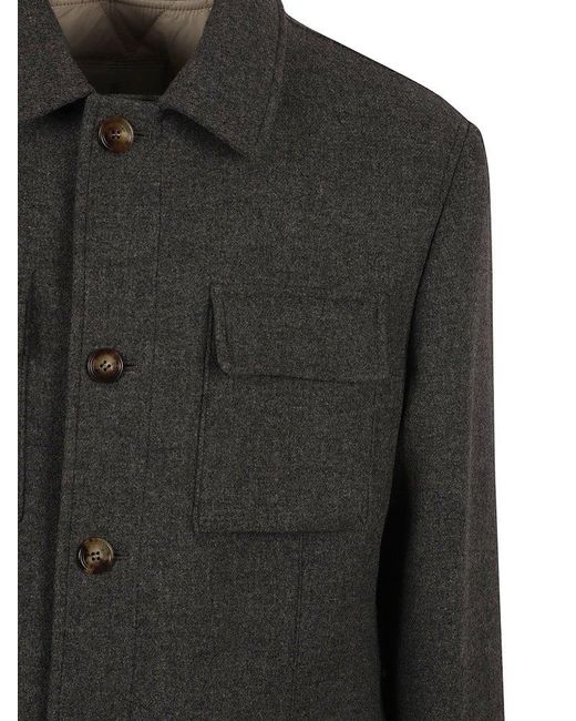 Brunello Cucinelli Black Cargo Buttoned Jacket for men