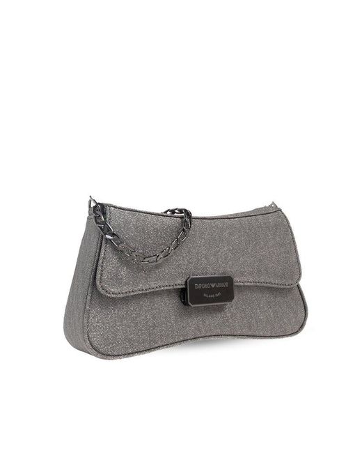 Emporio Armani Gray Shoulder Bag With Lurex Yarn,