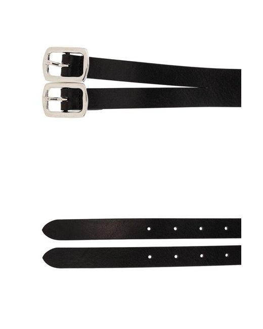 MM6 by Maison Martin Margiela Black Double-buckle Leather Belt
