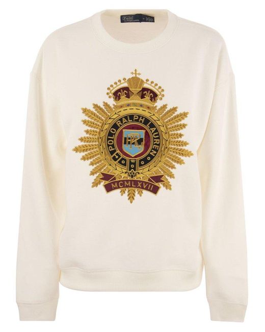 Polo Ralph Lauren Natural Sweatshirt With Embroidered Crest