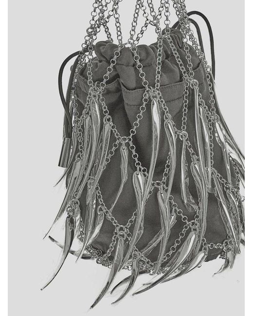 Rabanne White Metallic Pendant Strapped Mini Shoulder Bag