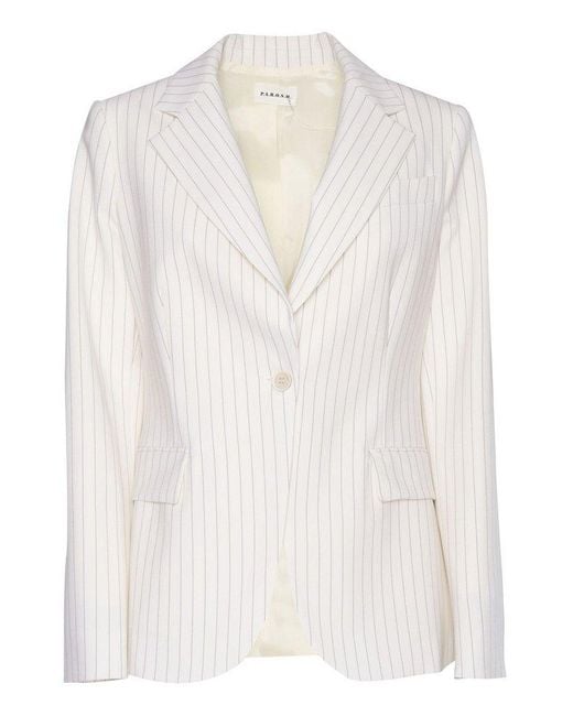 P.A.R.O.S.H. White Striped Single-Breasted Blazer