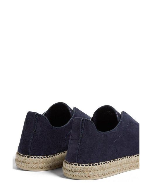 Zegna Blue Triple Stitch Espadrilles for men