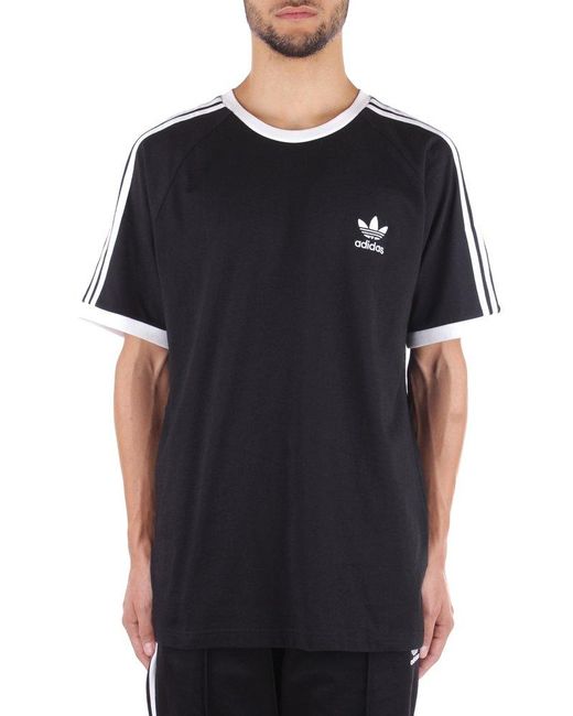 adidas Originals 3-stripes Crewneck T-shirt in Black for Men | Lyst