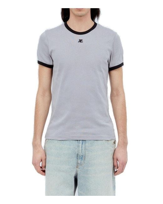 Courreges Gray Bumpy Contrast T-shirt for men