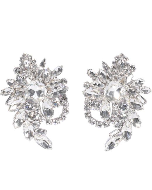 Alessandra Rich Metallic Crystal Flower Clip-on Earrings