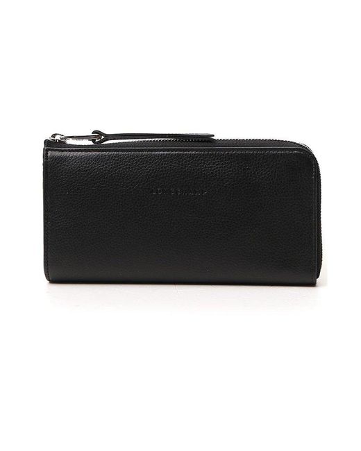 Longchamp Black Zipped Continental Wallet