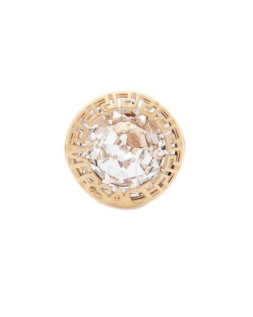 Versace White Logo-engraved Embellished Ring for men