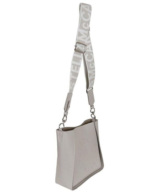 Stella McCartney White Mini Crossbody Bag Embossed Grainy Mat W/Studded Logo