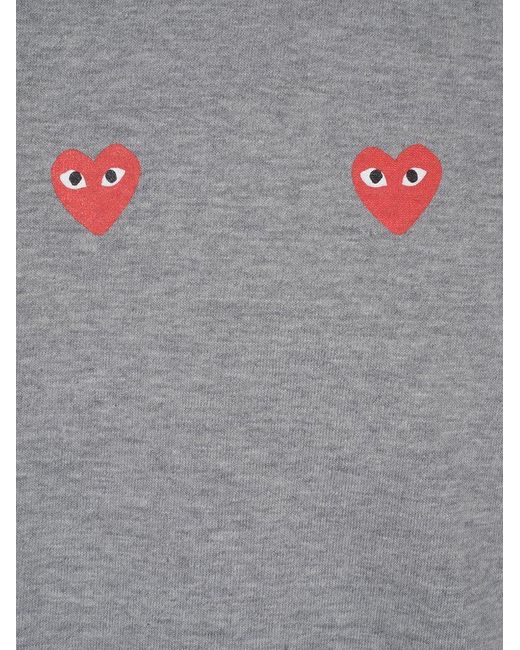 COMME DES GARÇONS PLAY Gray Heart Embroidered Crewneck T-shirt for men