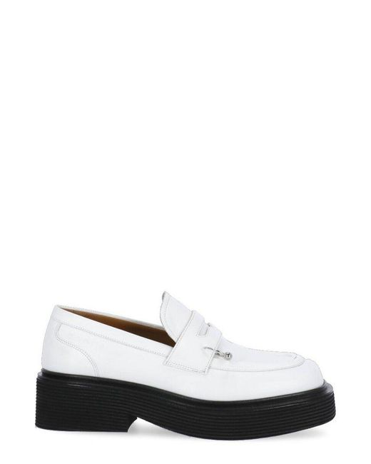 Marni Leather Embellished Slip-on Chunky Loafers in White | Lyst