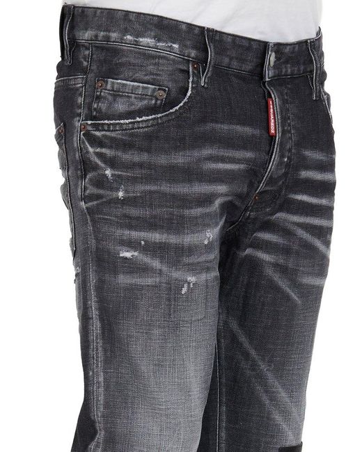 DSquared² Blue Patch Detailed Mid-rise Skater Jeans for men
