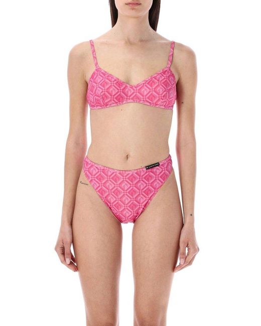 MARINE SERRE Pink Printed Two-piece Bikini