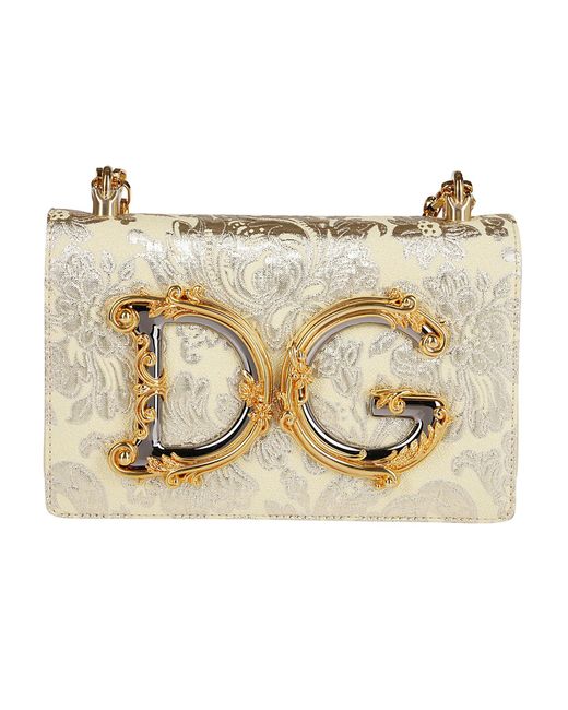 Dolce & Gabbana Metallic Dg Girls Floral Lamé Brocade Crossbody Bag