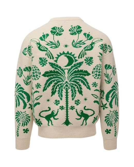 Alanui Green Explosion Of Nature Knitted Jumper for men