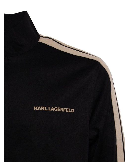 Karl Lagerfeld Black Logo Embossed Zip-up Jacket for men