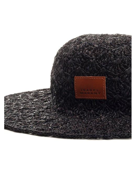 Isabel Marant Black Logo-Patch Hat