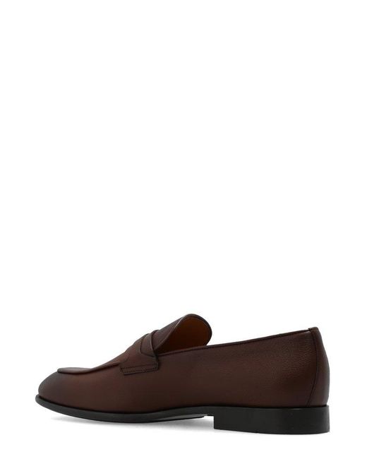 Ferragamo Brown Gancini-buckle Slip-on Loafers for men