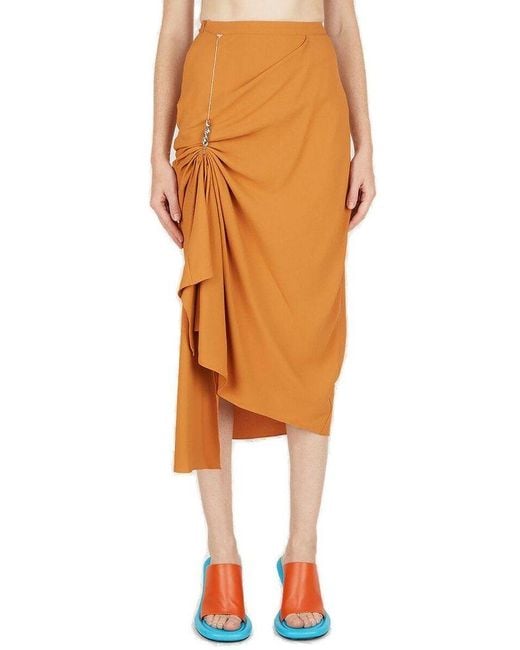 Kiko Kostadinov Orange High-waist Straight Hem Midi Skirt