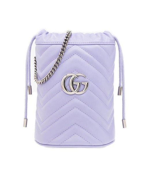 Gucci Purple 'GG Marmont 2.0 Mini' Bucket Shoulder Bag