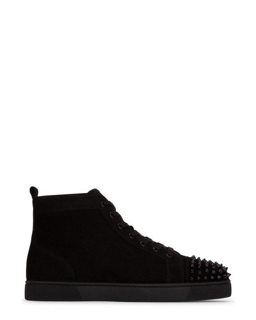 Christian Louboutin Black Lou Spikes Embellished High-top Sneakers for men