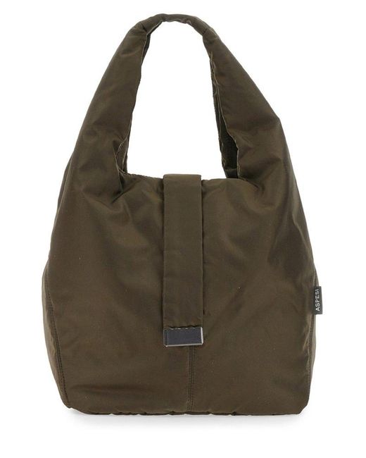 Aspesi Logo Patch Top Handle Bag in Green | Lyst