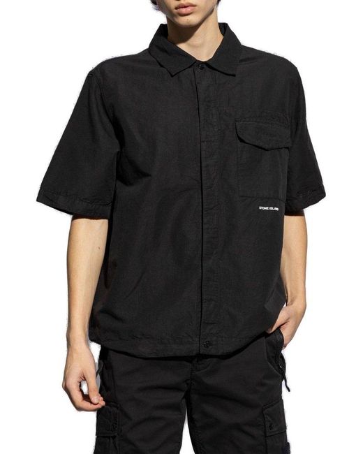 Stone Island Black Short-Sleeve Shirt for men