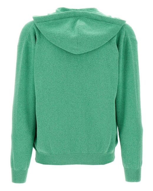Roberto Collina Green Zip-Up Drawstring Terry Hoodie for men