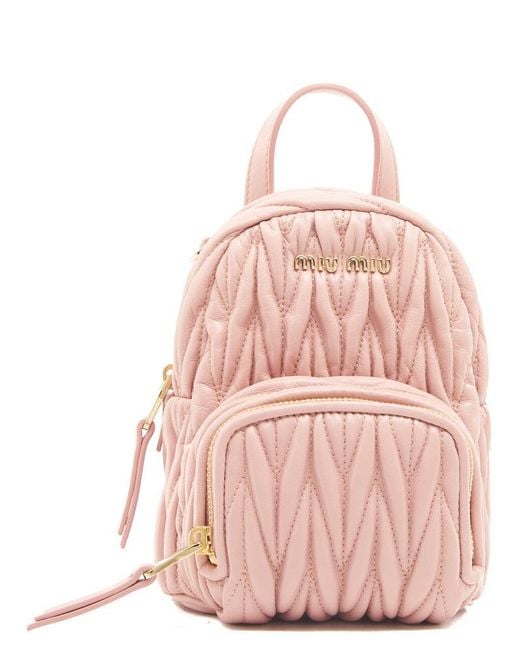 Miu Miu Pink Matelassé Mini Backpack