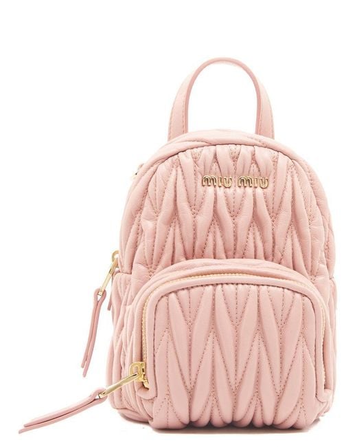 Miu Miu Matelasse Mini Backpack in Pink Lyst Canada