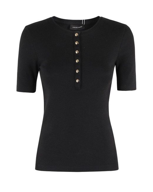 Anine Bing Black Alessia Knitted T-Shirt