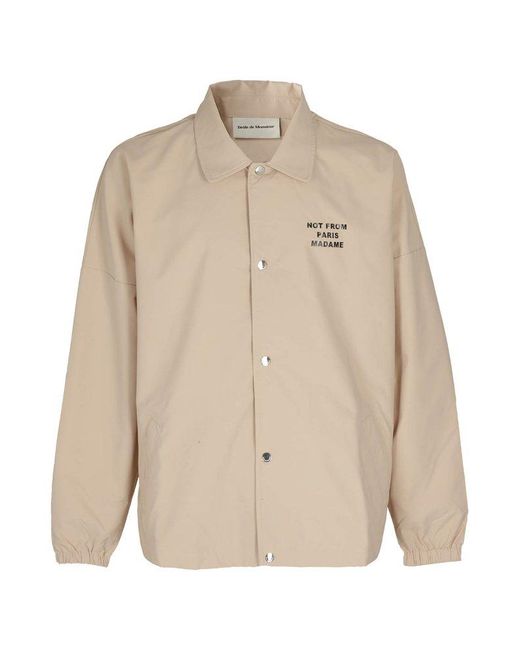 Drole de Monsieur Natural Slogan-Printed Button-Up Windbreaker for men