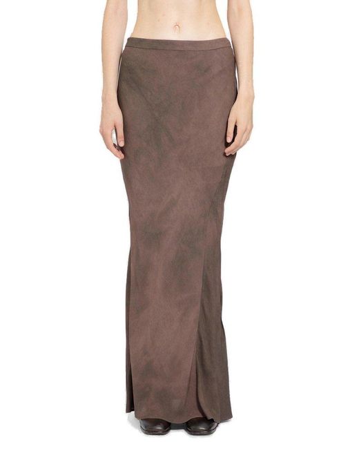 Ziggy Chen Brown Mid-rise Flared Long Skirt