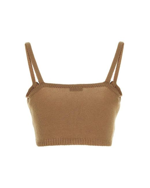 MIXIK Brown Ailen Knit Crop Top