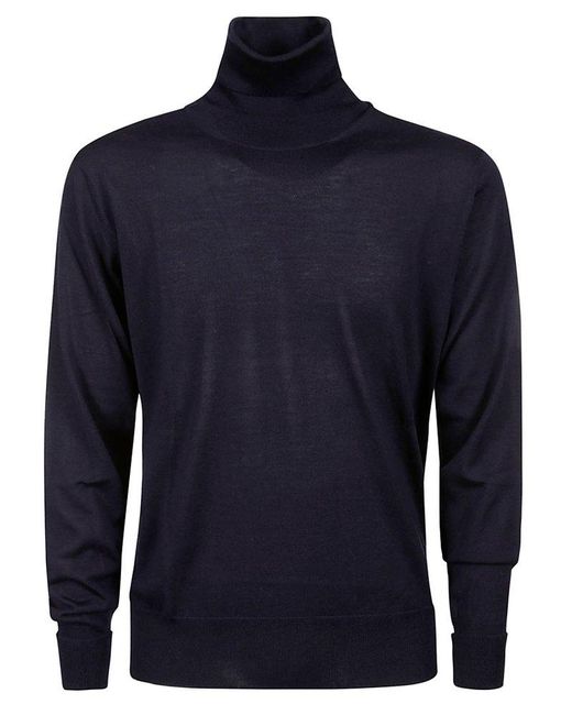 PT Torino Blue Turtleneck Knit Sweater for men