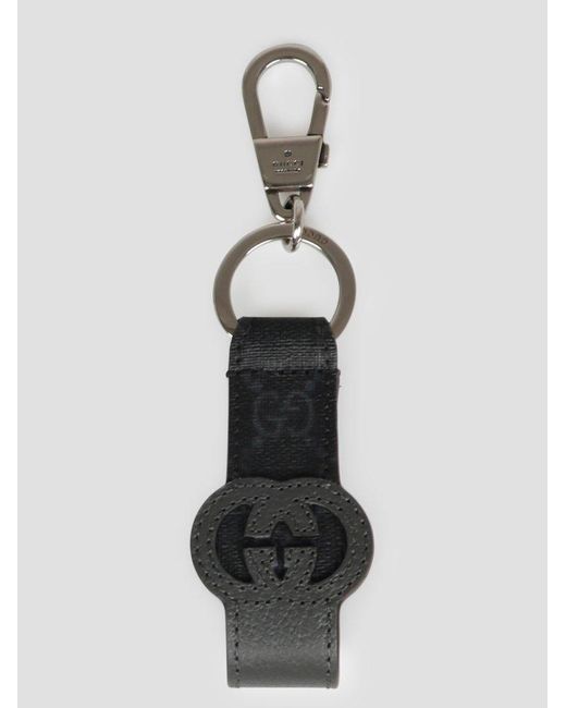 Gucci Cut out Interlocking G Keychain in White for Men Lyst UK