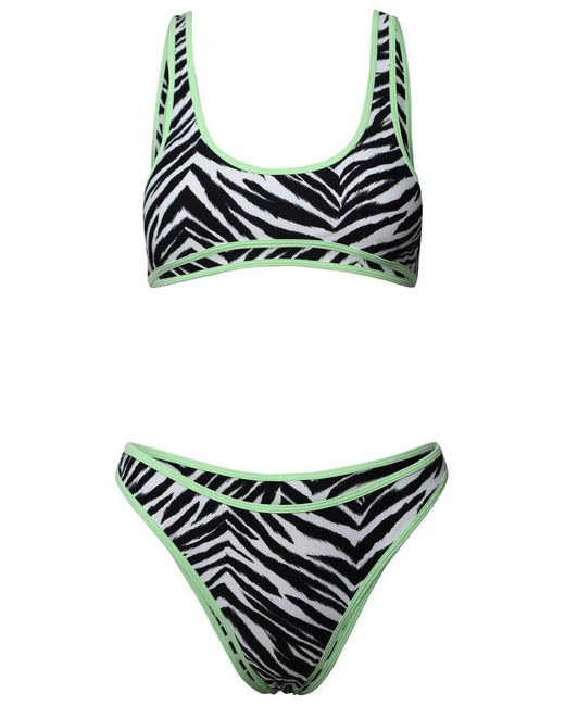 Reina Olga Black Zebra Print Two-piece Bikini Set
