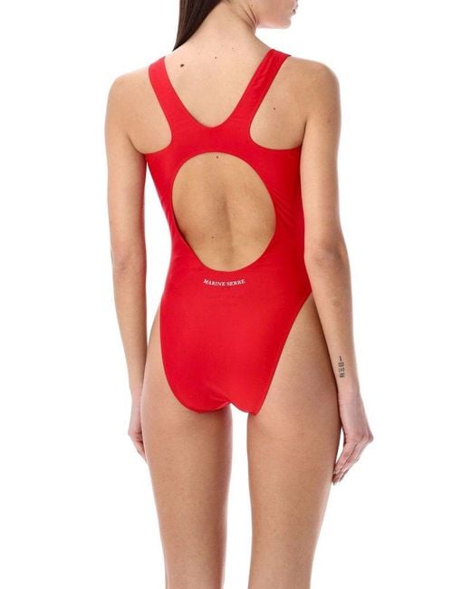 MARINE SERRE Red Moon One-Piece Swimsuit