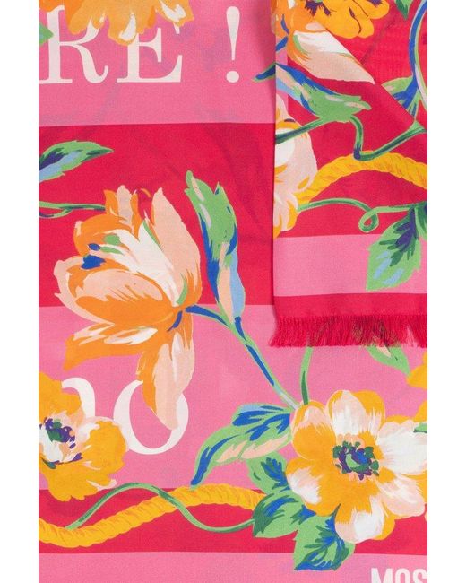 Moschino Pink Floral Scarf,