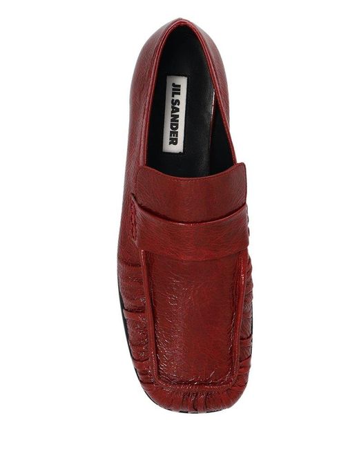 Jil Sander Red Wrinkled Loafers