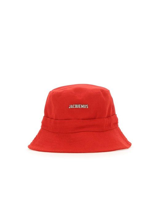 Jacquemus Red Le Bob Gadjo Brand-plaque Cotton Bucket Hat