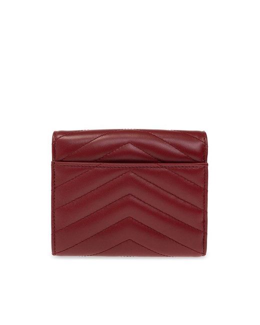 Red Quilted Tri-fold Wallet