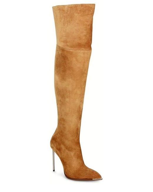 Bally Brown Hedy Thigh-High Pointed-Toe Boots