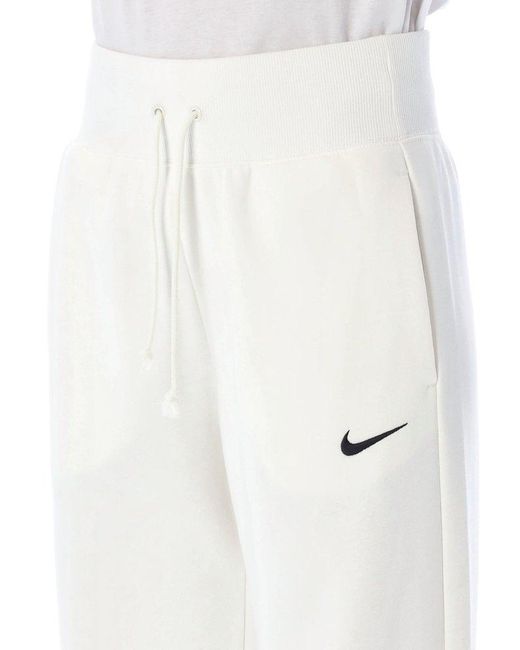Nike White Logo Detailed Wide Leg Trousers