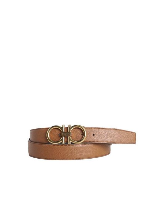 Salvatore Ferragamo Gancini-plaque buckle belt - Brown