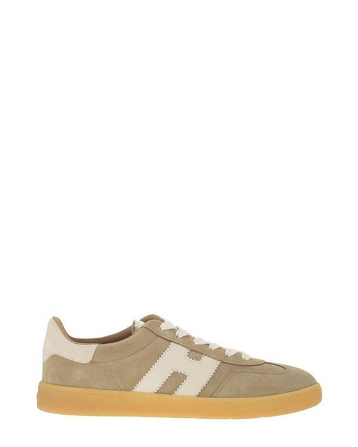 Hogan Brown Logo Embossed Lace-Up Sneakers for men