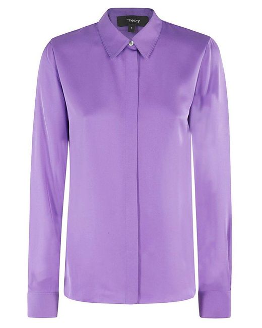 Theory Purple Classic Fitted Shirt