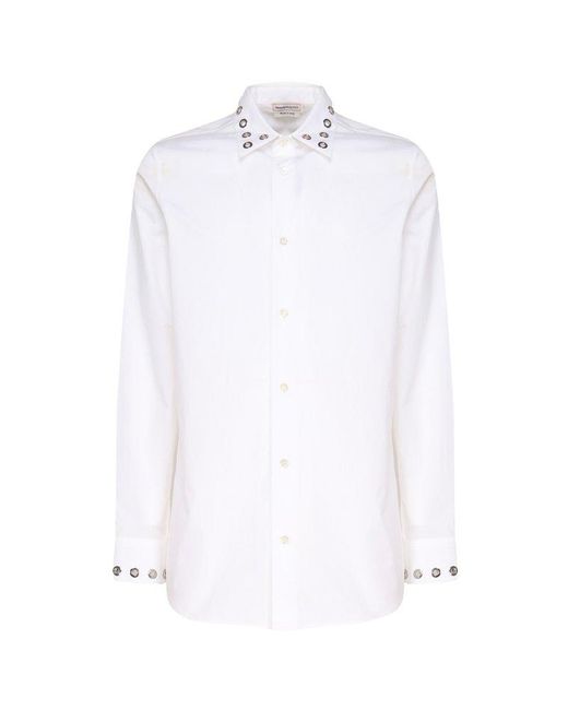 Alexander McQueen White Shirt With Studded Collar And Cuffs for men