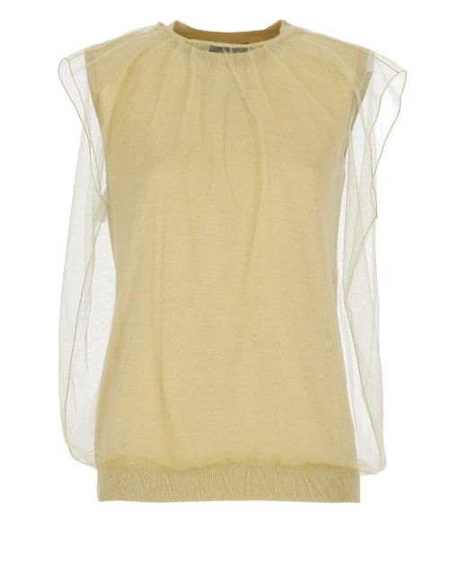 Fabiana Filippi Natural Tulle Layer Tank Top