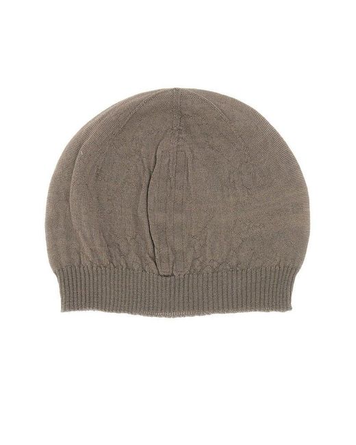 Rick Owens Gray Knitted Beanie Hat for men